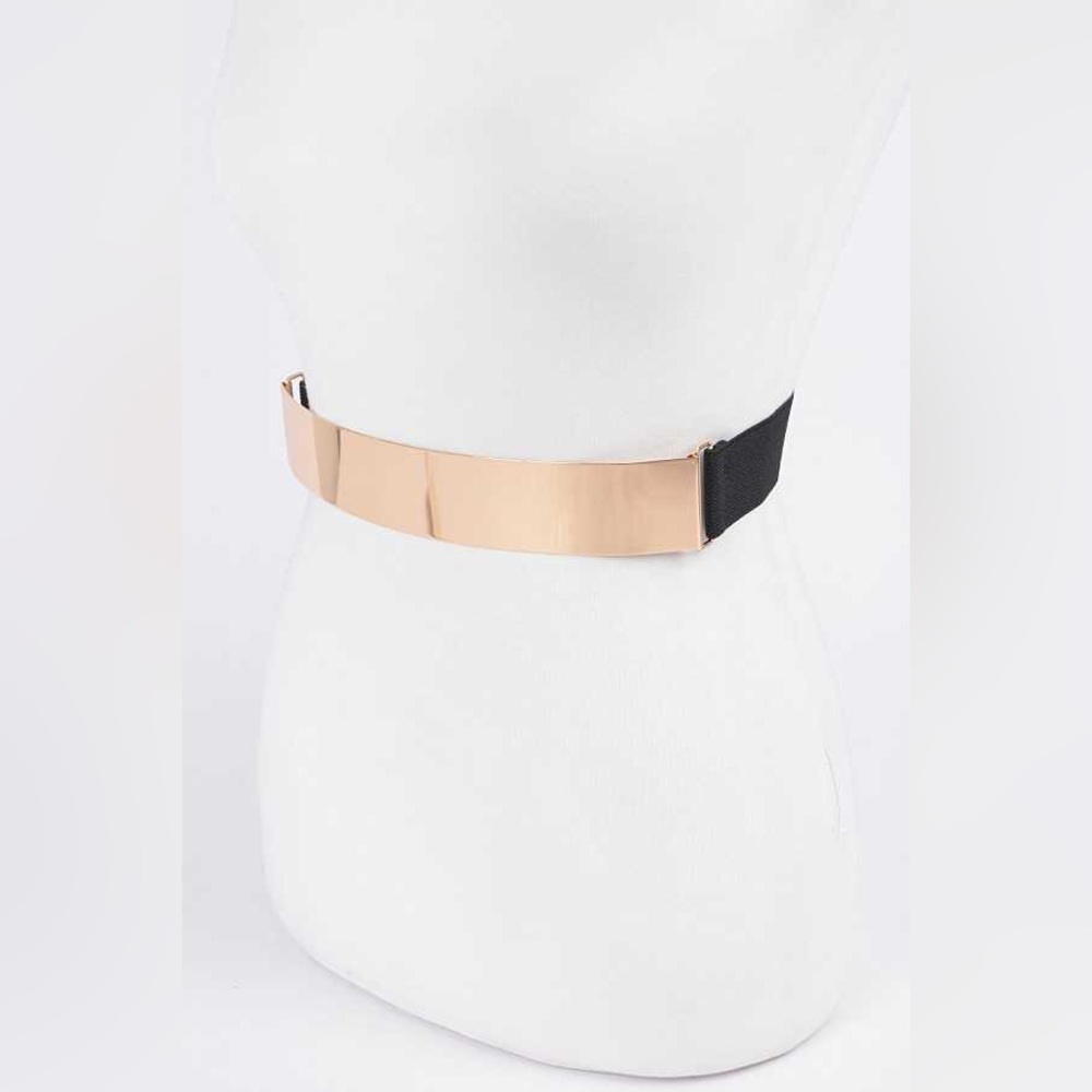 Plus Size Metallic Plaque Elastic Statement Belt - Picture 6 of 9